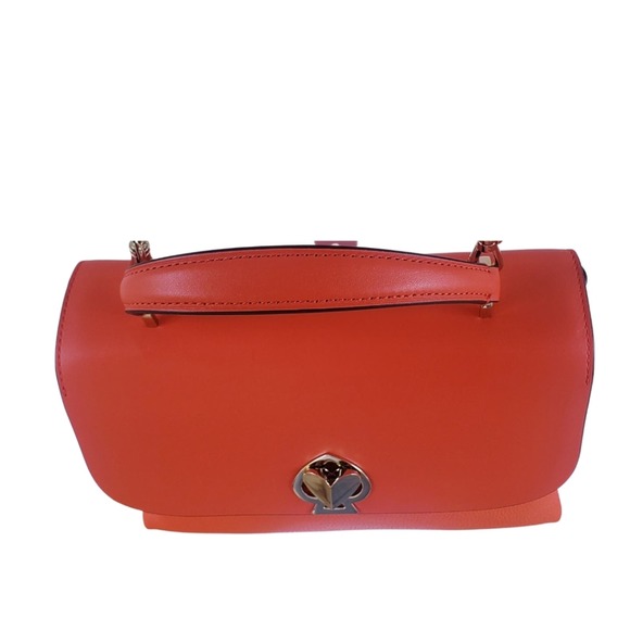 Kate Spade Orange Leather 2-in-1 Satchel or Crossbody Bag Detachable Chain Strap - Picture 7 of 15